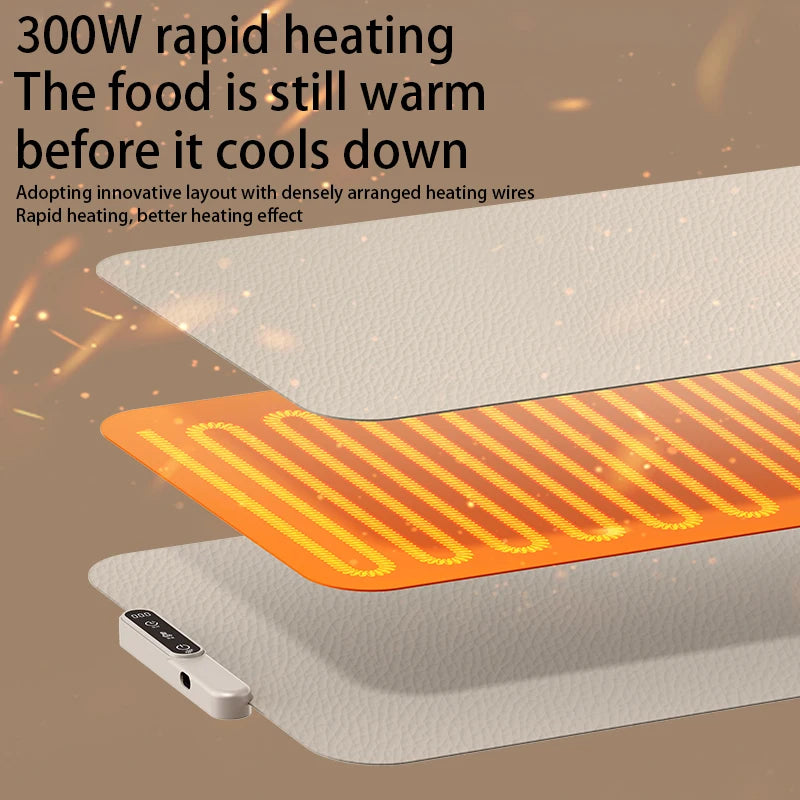 Foldable Silicone Food Warmer Pad with 8 Temperature Settings for Portable Meal Insulation