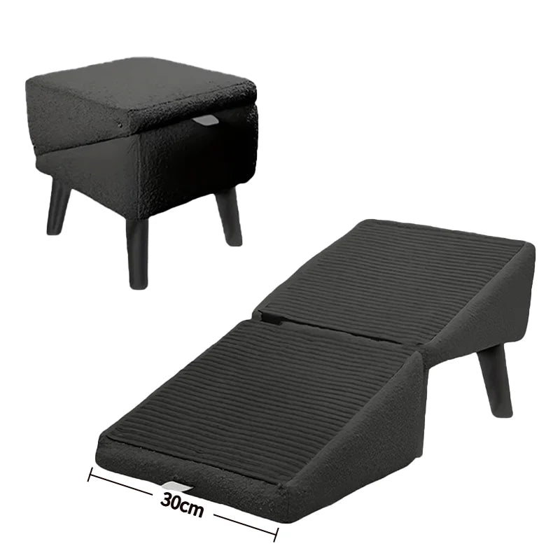 Hot 2-In-1 Convertible Wooden Home Step Stool Dog Ramp Stairs, Dog Ramp Ottoman, Folding Non Slip Split Ottoman Doggie Ramp