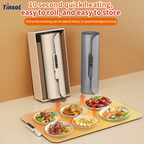 Foldable Silicone Food Warmer Pad with 8 Temperature Settings for Portable Meal Insulation
