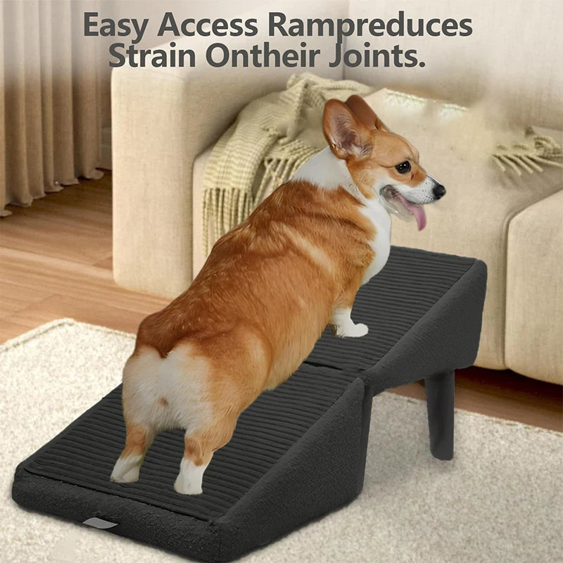 Hot 2-In-1 Convertible Wooden Home Step Stool Dog Ramp Stairs, Dog Ramp Ottoman, Folding Non Slip Split Ottoman Doggie Ramp