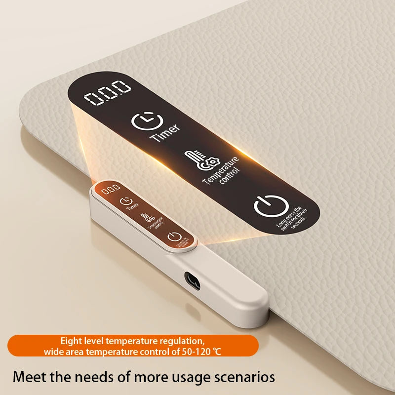 Foldable Silicone Food Warmer Pad with 8 Temperature Settings for Portable Meal Insulation